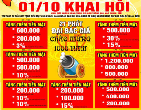  Khuyến mại 10 ngày mừng đại lễ 